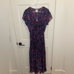 MISA - Colette High-Low Floral Chiffon Dress (Flora Electric)